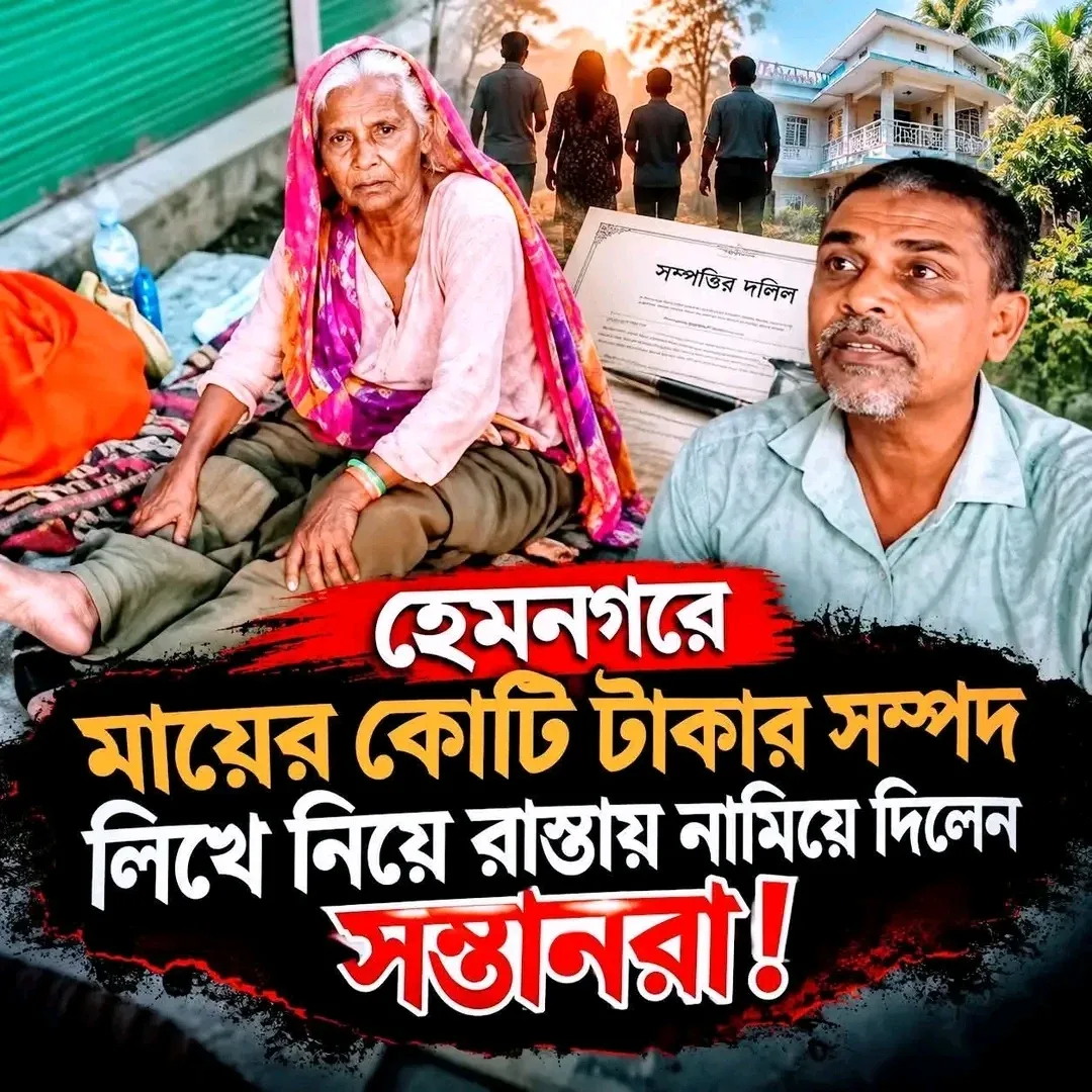 হেমনগরে মায়ের কোটি টাকার সম্পদ লিখে নিয়ে, সেই মাকেই রাস্তায় নামিয়ে দিলেন সন্তানরা