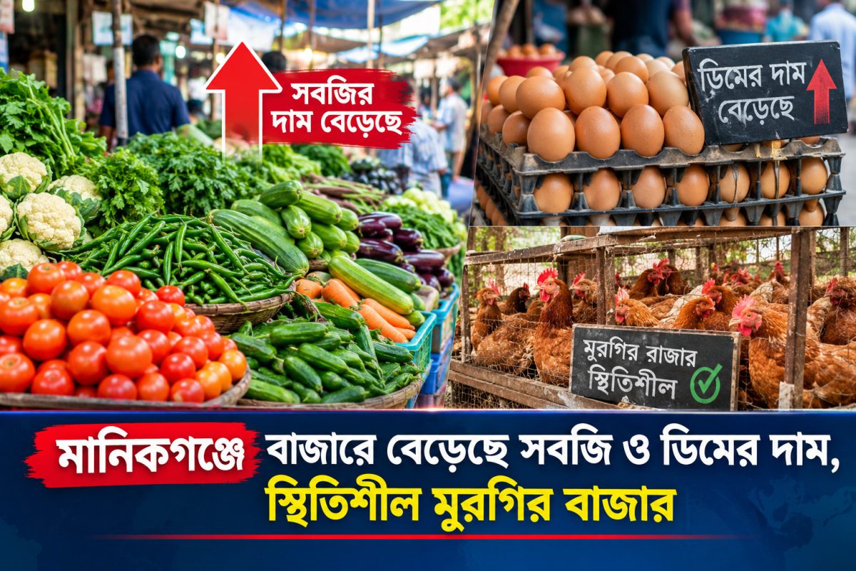 মানিকগঞ্জে সবজি ও ডিমের বাজারে চড়াদাম, স্থির মুরগি-মাংসের দাম